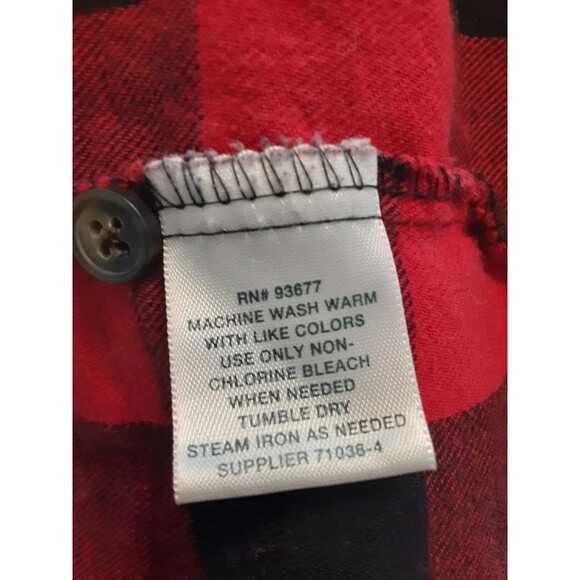 St. John's Bay Men L Large Red Black Plaid Flannel Shirt Long Sleeve Button NWOT - Picture 8 of 8